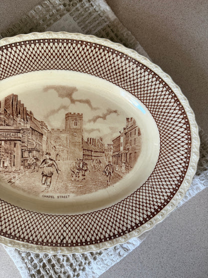 Brown Transferware "Shakespeare Land" Serving Platter made in England