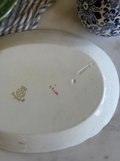 Brown Floral Bishop & Stonier Imperial Semi-Porcelain Platter made in England (1895-1900)