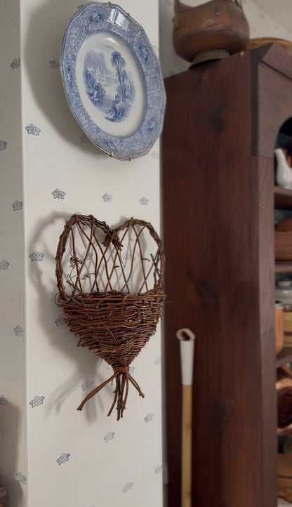 Woven Twig Heart Shaped Basket