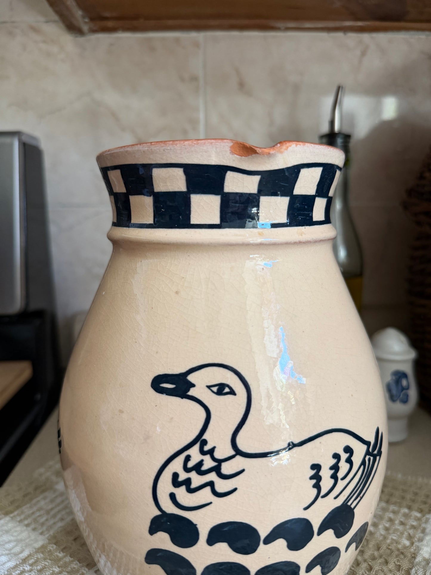 Duck Folk Art Pottery Pitcher