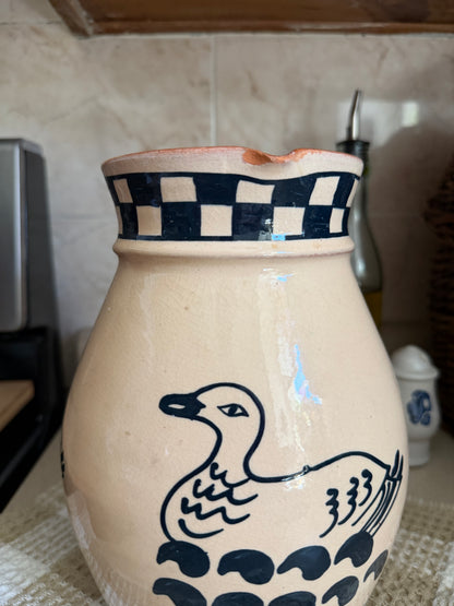 Duck Folk Art Pottery Pitcher