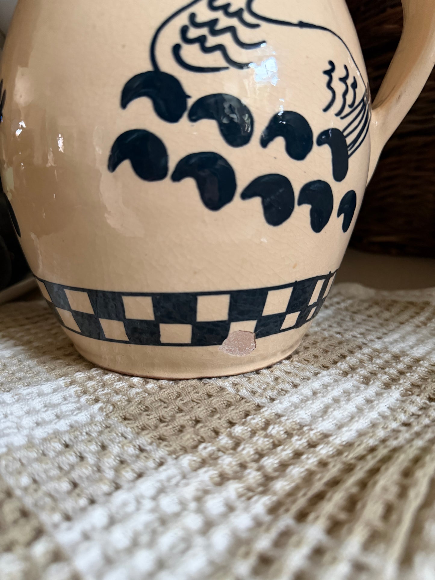 Duck Folk Art Pottery Pitcher