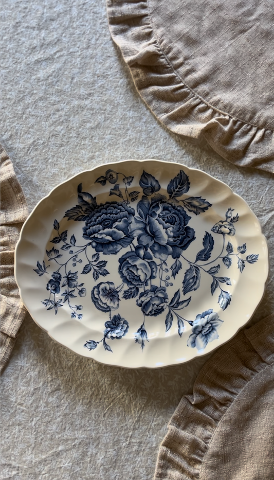 Blue and White Floral Platter Made in England (set of 2)