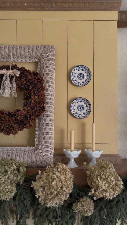 Milk Glass Scalloped Candle Holders with Grape Motif - Set of 2 (candles not included)