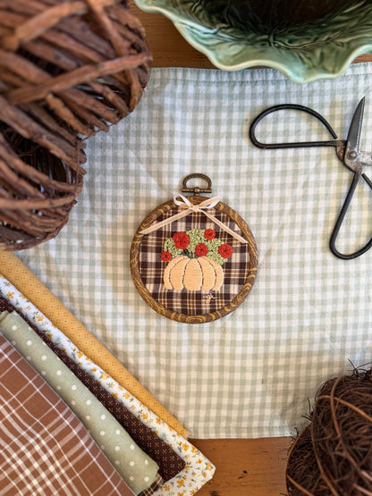 Pumpkin filled with Fall Flowers Embroidery Magnet