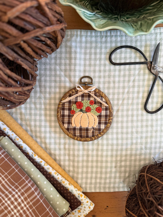 Pumpkin filled with Fall Flowers Embroidery Magnet