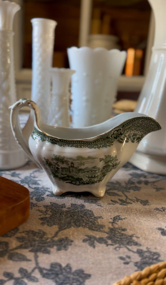 Ridgways England Grecian Green Ironstone Gravy Boat
