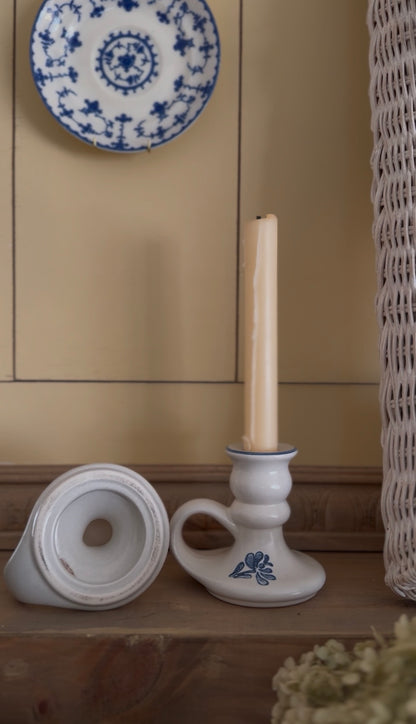 Pfaltzgraff Blue Flower Ceramic Candle Holders - set of 2 (candles not included)