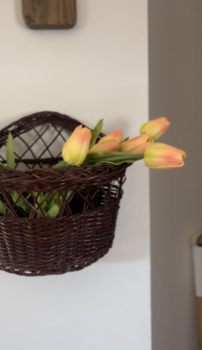 Wicker Hanging Basket (*comes with 10 real-touch artificial tulips)