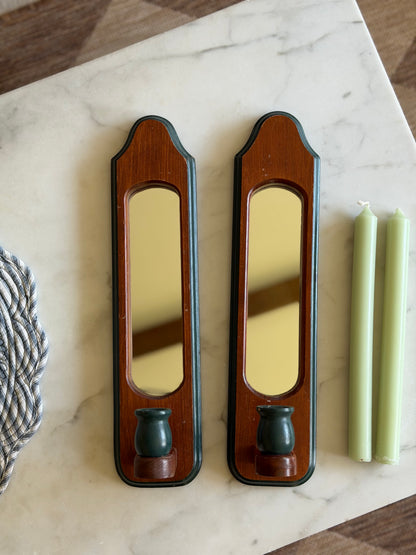 Set of 2 Wooden Sconces (candles included)