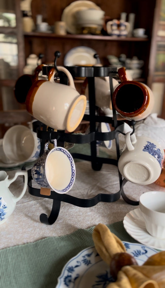 Large Black Metal Mug Tower