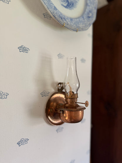 Vintage Miniature Copper Swivel Oil Lamp
