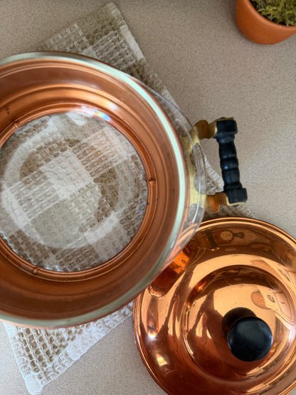 Pyrex Serving Dish with Copper Carrier and Lid