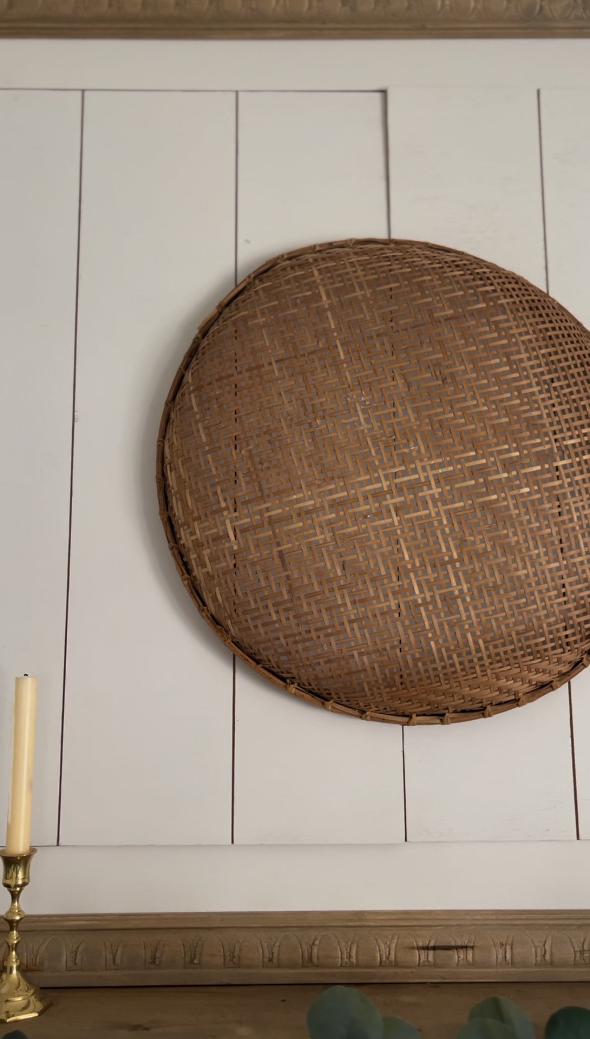 Large Vintage Woven Winnowing Basket (2 available, 1 slightly larger)