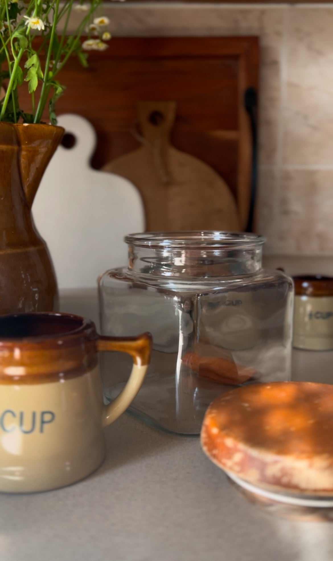 Glass Canister with Solid Wood Lid (small wooden spoon included)