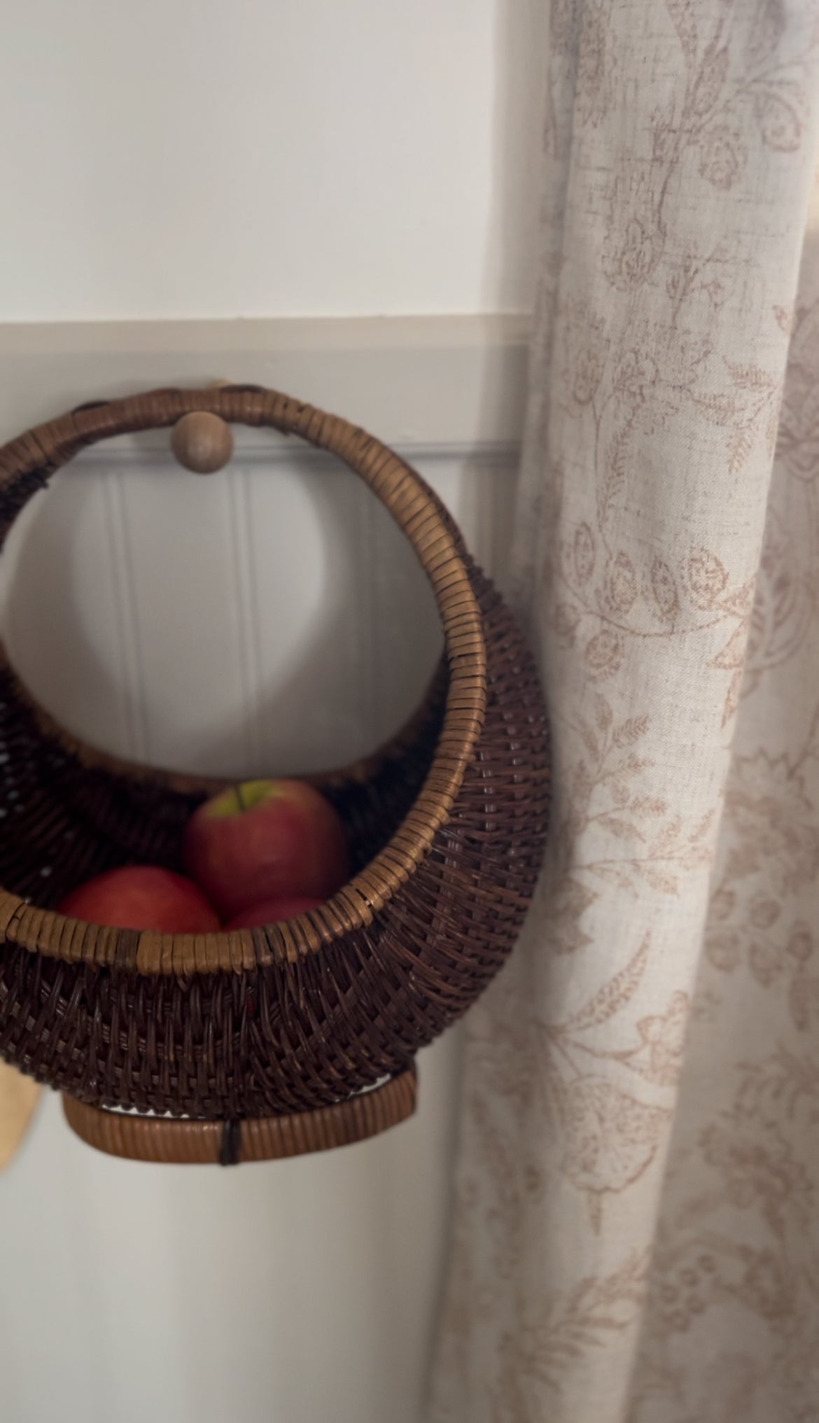 Rounded Crescent Shaped Vintage Two-Toned Storage Basket