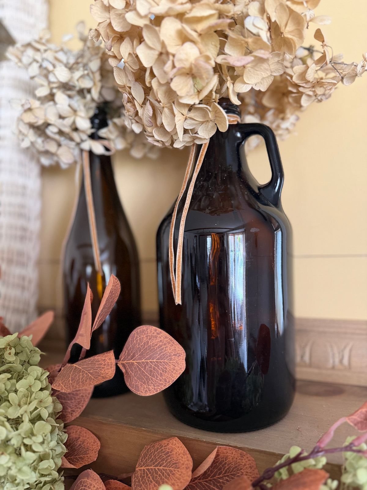 Amber Glass Bottles - sold separately (1 growlers and 1 bottle available)