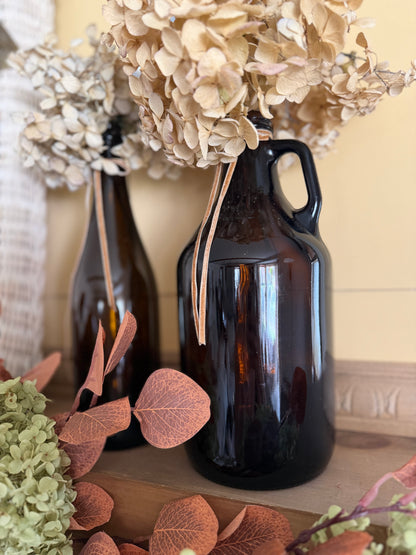 Amber Glass Bottles - sold separately (1 growlers and 1 bottle available)