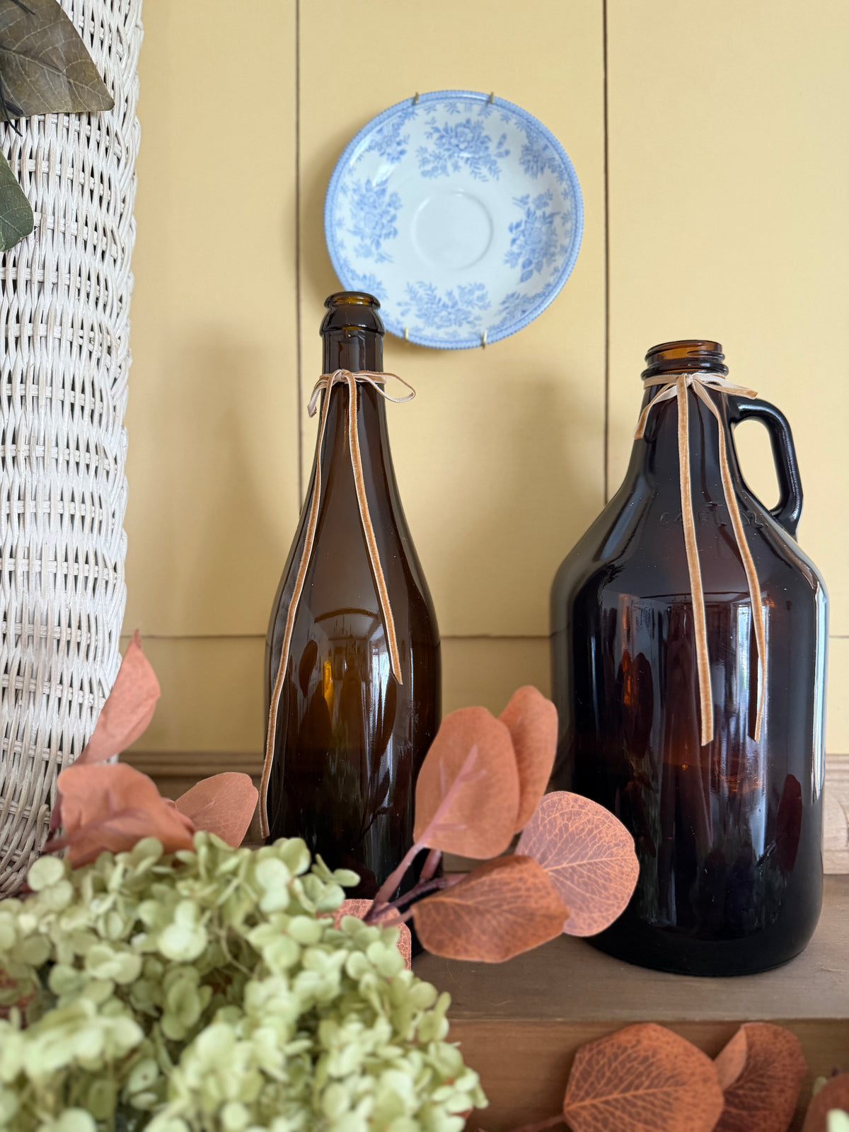 Amber Glass Bottles - sold separately (1 growlers and 1 bottle available)