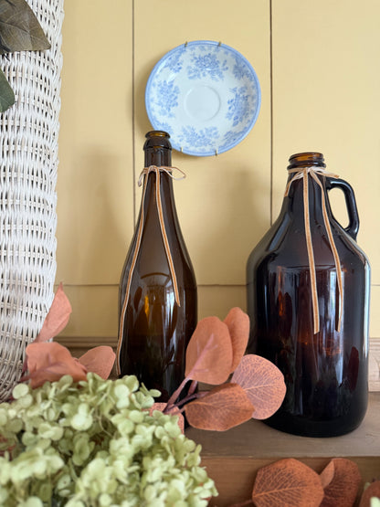 Amber Glass Bottles - sold separately (1 growlers and 1 bottle available)