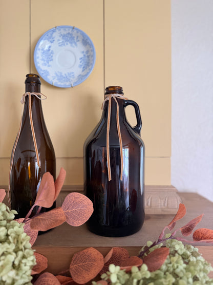 Amber Glass Bottles - sold separately (1 growlers and 1 bottle available)