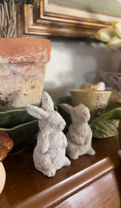 Set of 2 Hand-painted Bunnies
