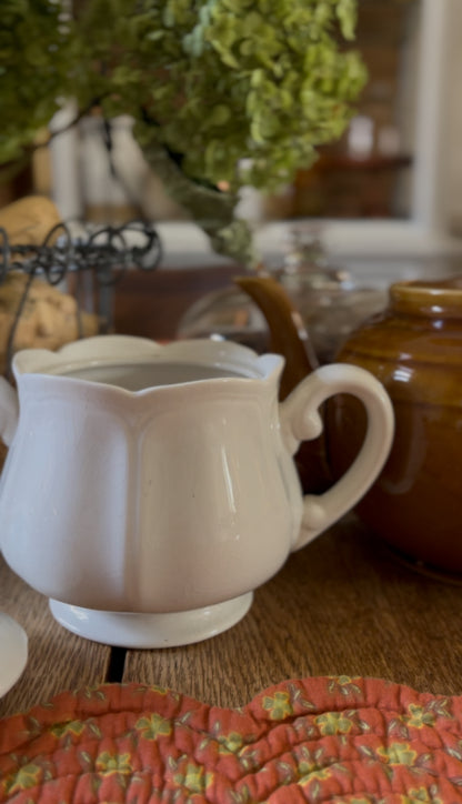 White Ironstone Sugar Dish