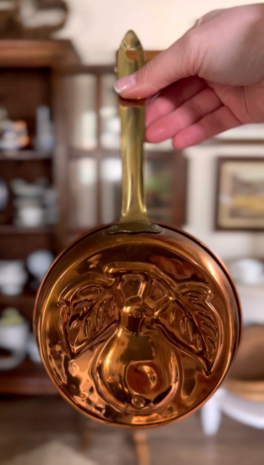 Copper Pear Pan with Brass Handle