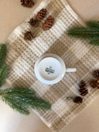 Baruether Indischblau Moss Candle Teacup and Saucer with Pinecones (6 available)