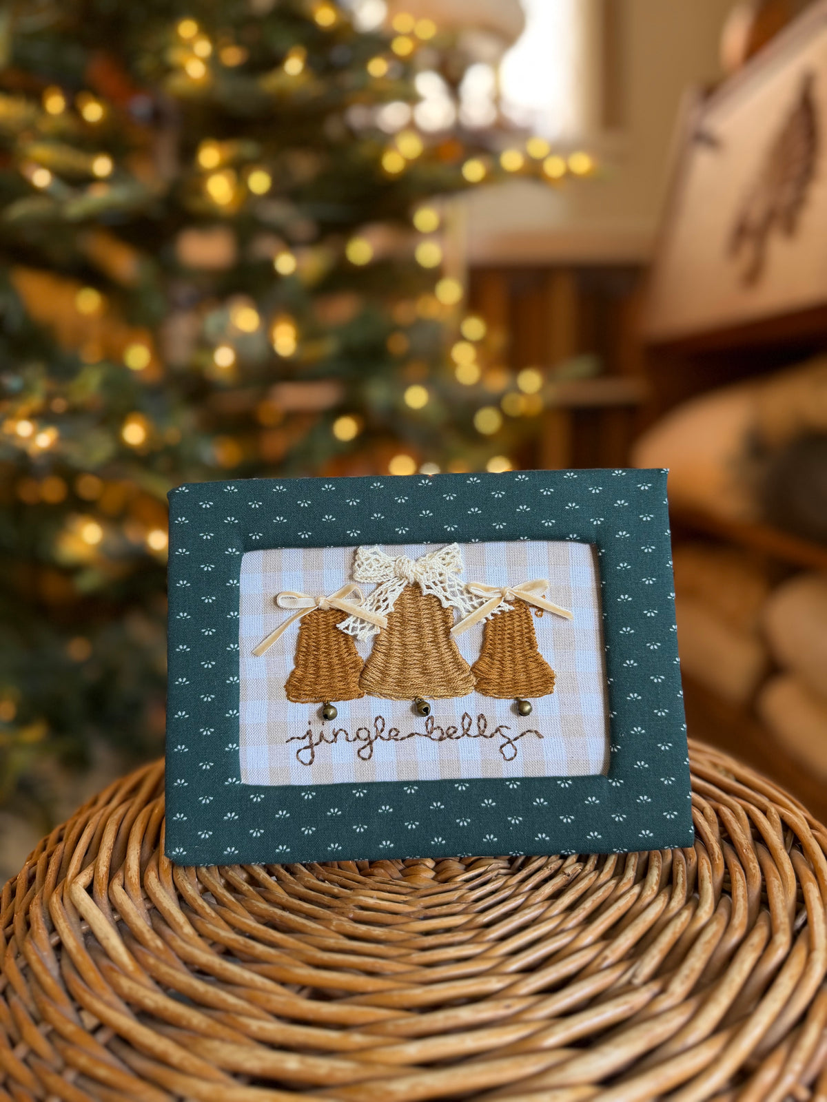 "Jingle Bells" Embroidered Fabric Frame