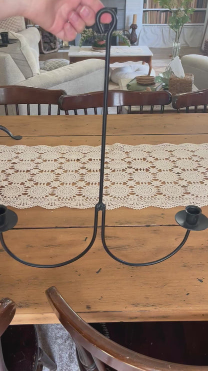 Wrought Iron Double Sconce or Hanging Chandelier